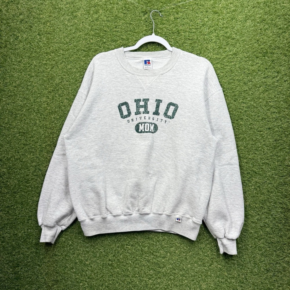 Ohio State University Mom Sweatshirt Womens Large Russell Athletic Gray Spellout